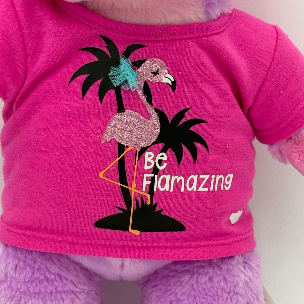 Build A Bear Plush Purple Otter Flamingo T‎ Shirt Be Flamazing Kids Toy EUC - Picture 2 of 10